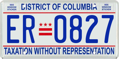 DC license plate ER0827