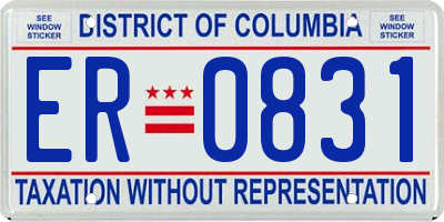 DC license plate ER0831