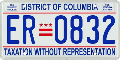 DC license plate ER0832