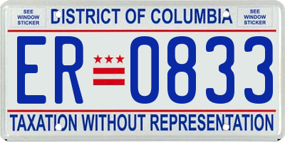DC license plate ER0833