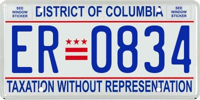DC license plate ER0834