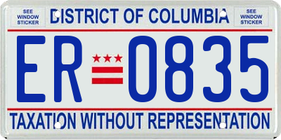 DC license plate ER0835