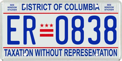 DC license plate ER0838
