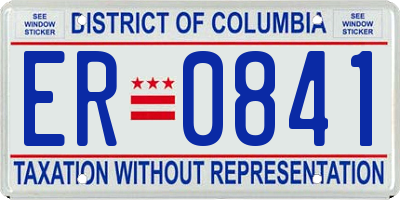 DC license plate ER0841