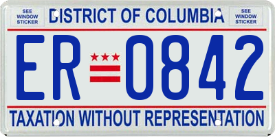 DC license plate ER0842