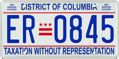 DC license plate ER0845