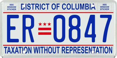 DC license plate ER0847