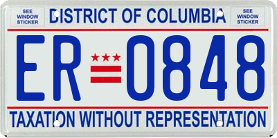 DC license plate ER0848