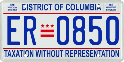 DC license plate ER0850