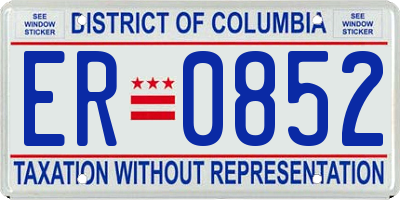 DC license plate ER0852