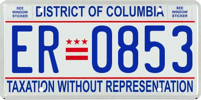 DC license plate ER0853