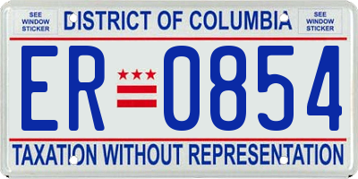 DC license plate ER0854