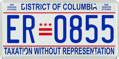 DC license plate ER0855