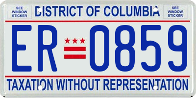 DC license plate ER0859