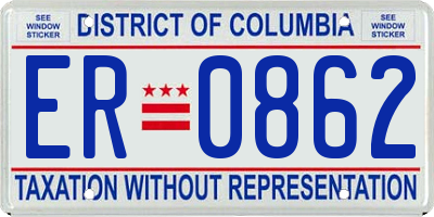 DC license plate ER0862