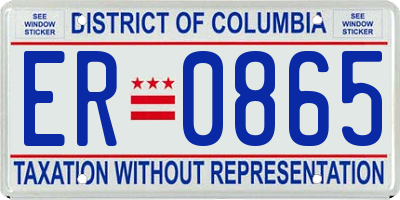 DC license plate ER0865