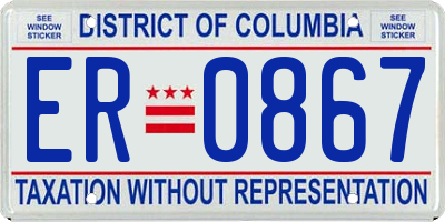 DC license plate ER0867