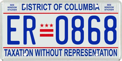 DC license plate ER0868
