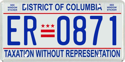 DC license plate ER0871