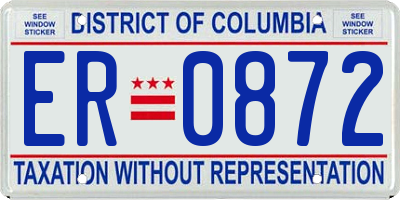 DC license plate ER0872