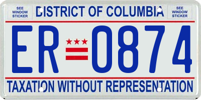 DC license plate ER0874