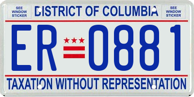 DC license plate ER0881