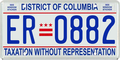 DC license plate ER0882