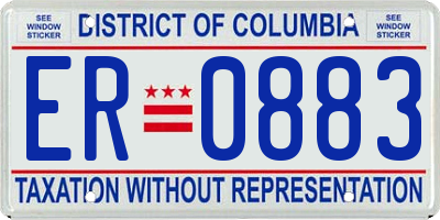 DC license plate ER0883
