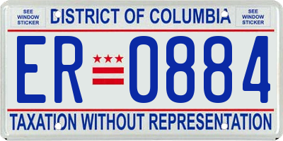 DC license plate ER0884
