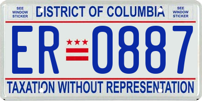 DC license plate ER0887