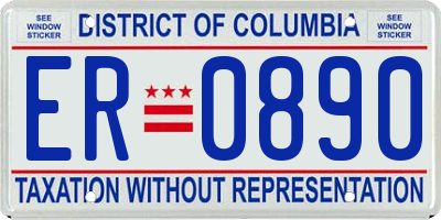 DC license plate ER0890