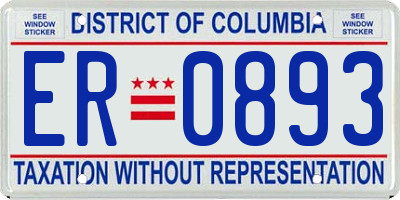 DC license plate ER0893