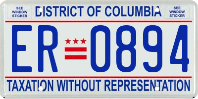 DC license plate ER0894