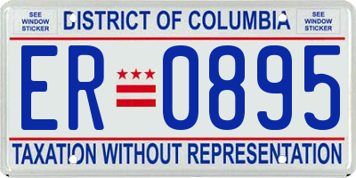 DC license plate ER0895