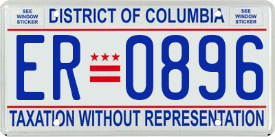 DC license plate ER0896