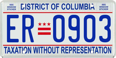 DC license plate ER0903