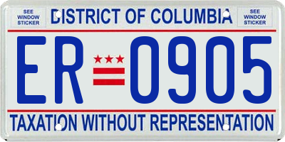 DC license plate ER0905