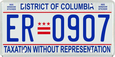 DC license plate ER0907