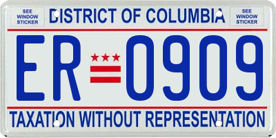 DC license plate ER0909