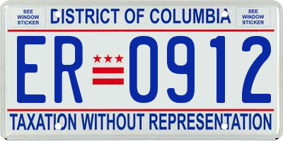 DC license plate ER0912