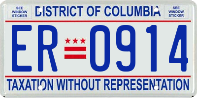 DC license plate ER0914