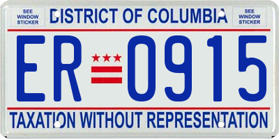 DC license plate ER0915