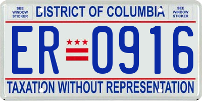 DC license plate ER0916