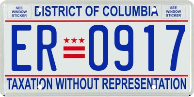 DC license plate ER0917