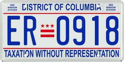 DC license plate ER0918