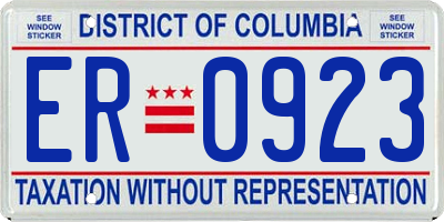 DC license plate ER0923