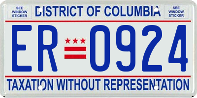 DC license plate ER0924