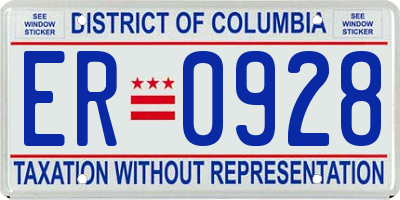 DC license plate ER0928
