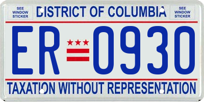 DC license plate ER0930