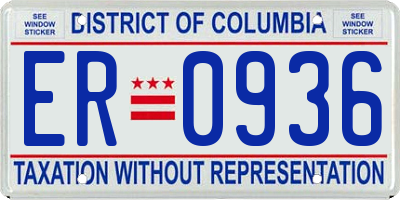 DC license plate ER0936